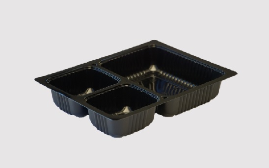 black plastic 3 section tray